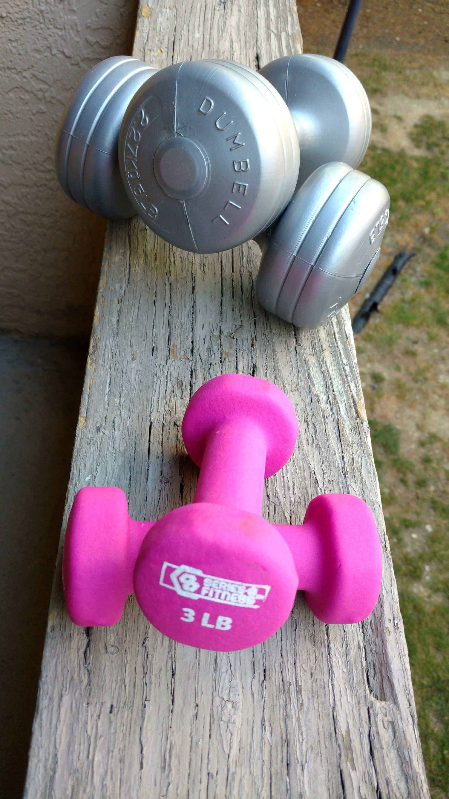 5 lb in 3 lb pink and gray dumbbell set Price Reduced