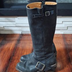 John Fluevog Adriana Luna Tall Buckled Harness Boot Black Leather 854025 size 7