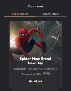 3 Spider Man Brand New Day Movie Tickets(8/4/26) $50 for all