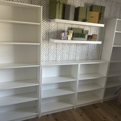 4 White IKEA Billy Bookcases 