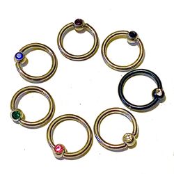 Captive Bead Ring Hoop 16g 8mm 5/16" Gem Ear Nose Lip
