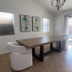 Dining Chairs with Casters, Modern Barrel Side Armchair with Rollers for Dining Room, Bedroom, Kitchen, Reading Room, Linen, Set of 2 