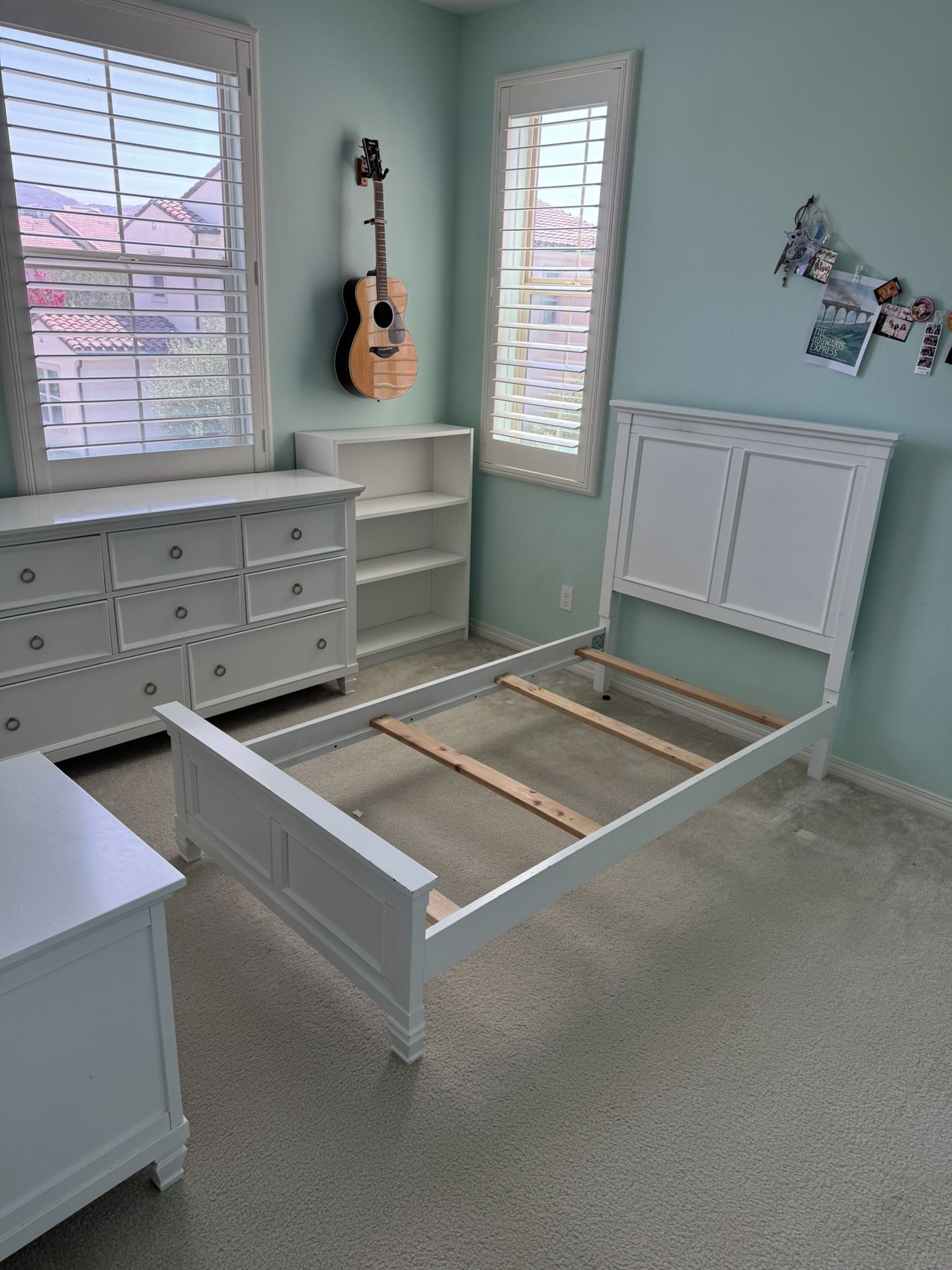 4 Piece White Twin Bedroom Furniture Set
