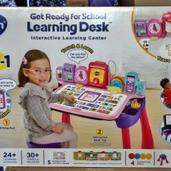 VTech Get Ready for School Learning Desk for Preschoolers, Interactive 5-in-1 Toy, Pink