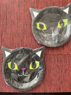 NEW 2 Pkgs of 10 Halloween Kitty Cat Paper Plates - 9" Diameter