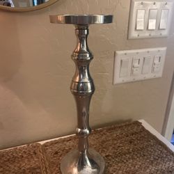 15” Tall Silver Pillar Candle holder