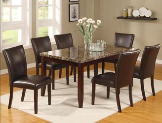 REAL MARBLE TOP DINING TABLE WITH 6 CHAIRS NEW