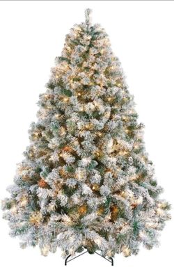 6ft Pre-Lit Snow Flocked Artificial Christmas Tree, 250 Lights
White Lighted Full Xmas Green & White 615695