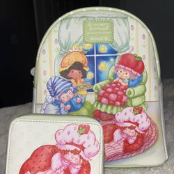 Loungefly Strawberry Shortcake Slumber Party Mini Backpack & wallet