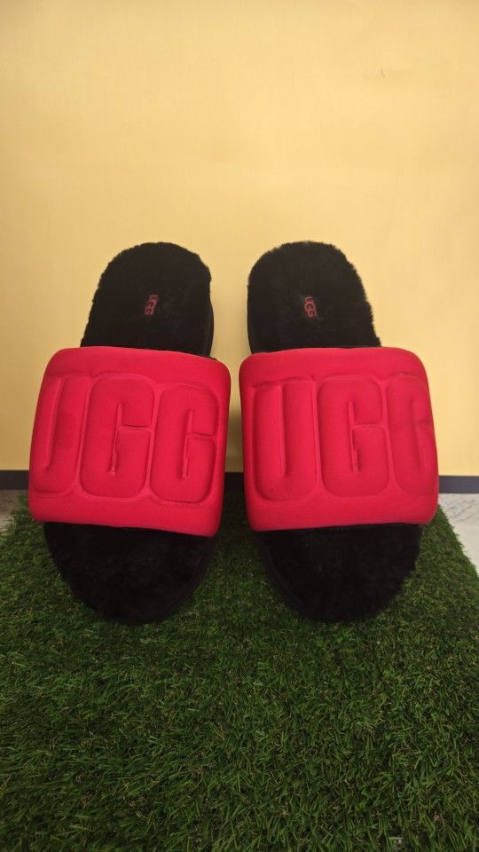 UGG MAXI GRAPHIC SANDALS PLATFORMS, PINK & BLACK SIZE