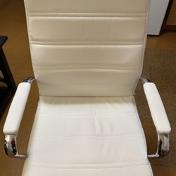 White Leather Rolling Chair