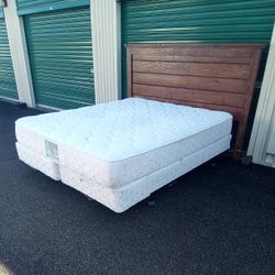 CAL KING BED FRAME WITH BOX SPRING AND MATTRESS 