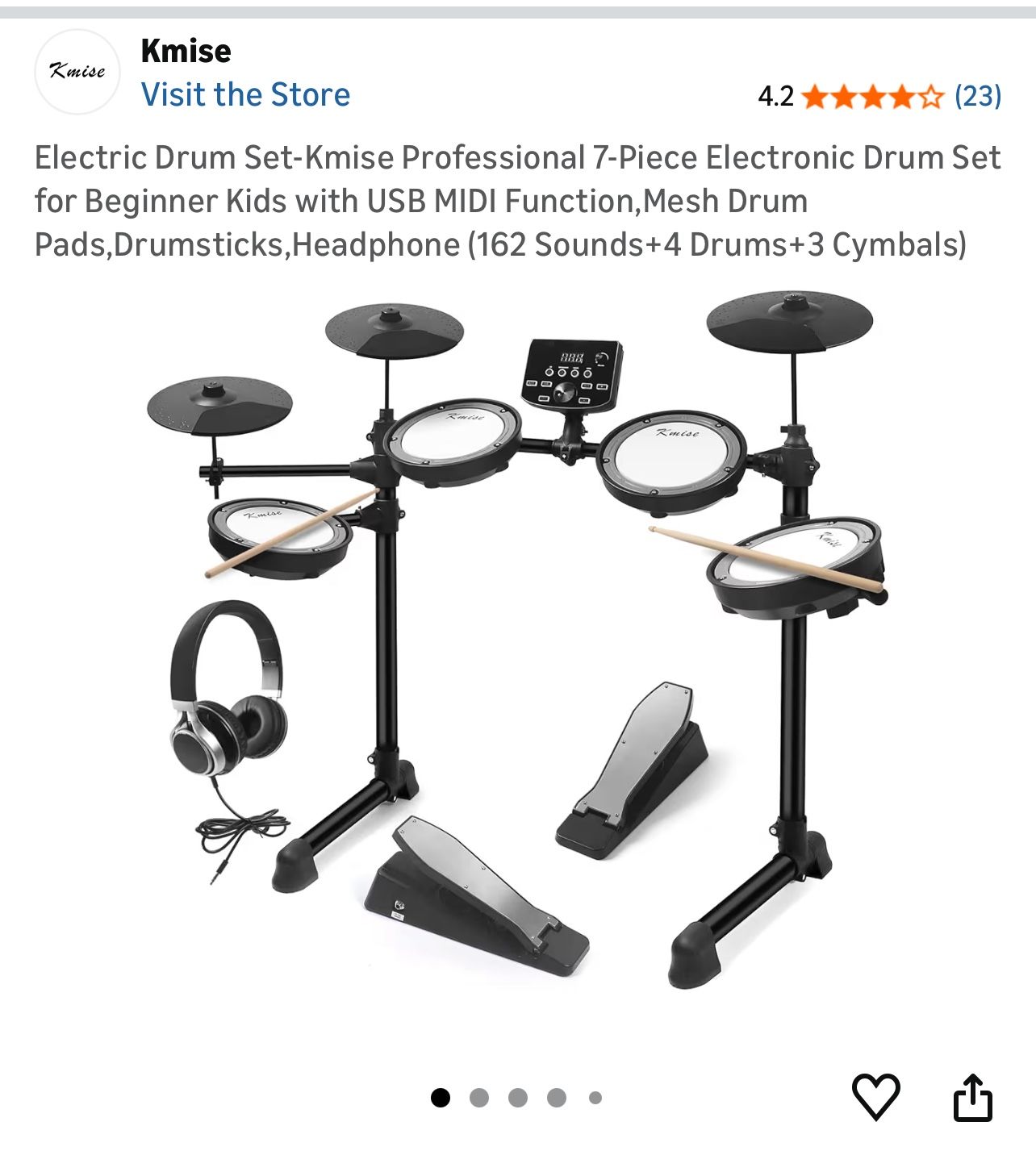 Electric Drum Set-Kmise Professional 7-Piece Electronic Drum Set for Beginner Kids