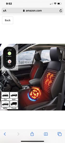 WARMITORY Heated Car Seat Cushion - Universial Car Seat Warmer with 3 Levels Intelligent Heating, 12V/24V Heated Auto Seat Cushion Cover for Car Truc