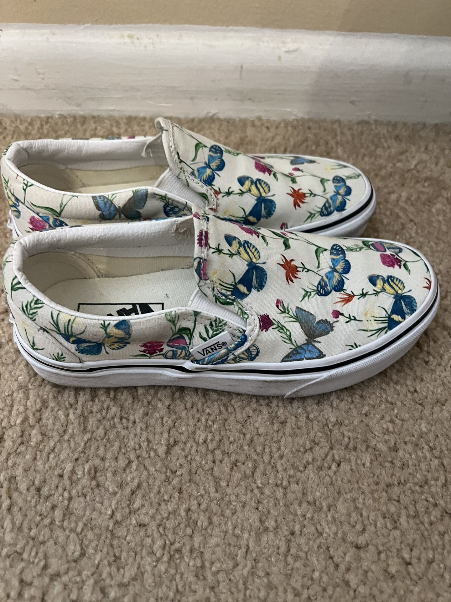 Vans Women's Size 5.0 Classic Slip On Butterfly Floral Sneaker Shoes