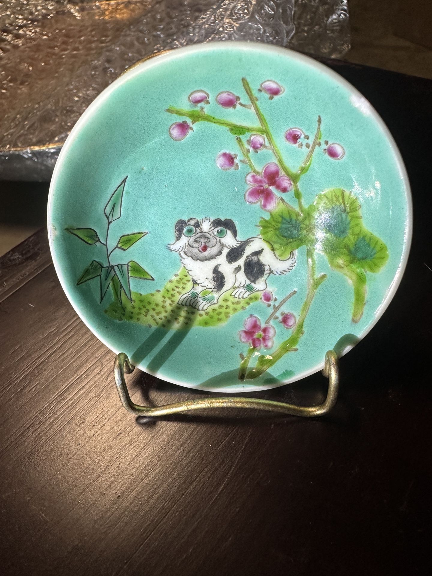 Antique China Finger Plate With Stand
