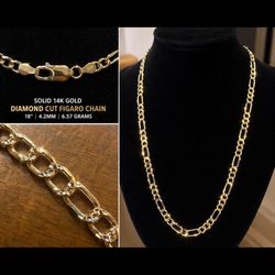 14K Gold Figaro Chain – Diamond Cut 🔥 6.7 grams. 18inch