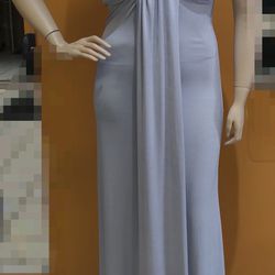 Beautiful Gray myMichelle Full Length Evening Gown With Attached Necklace 