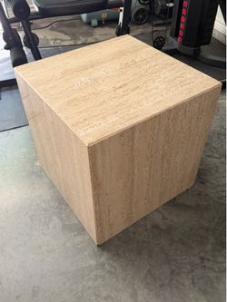 Italian Veined Travertine Coffee Table / Pedestal