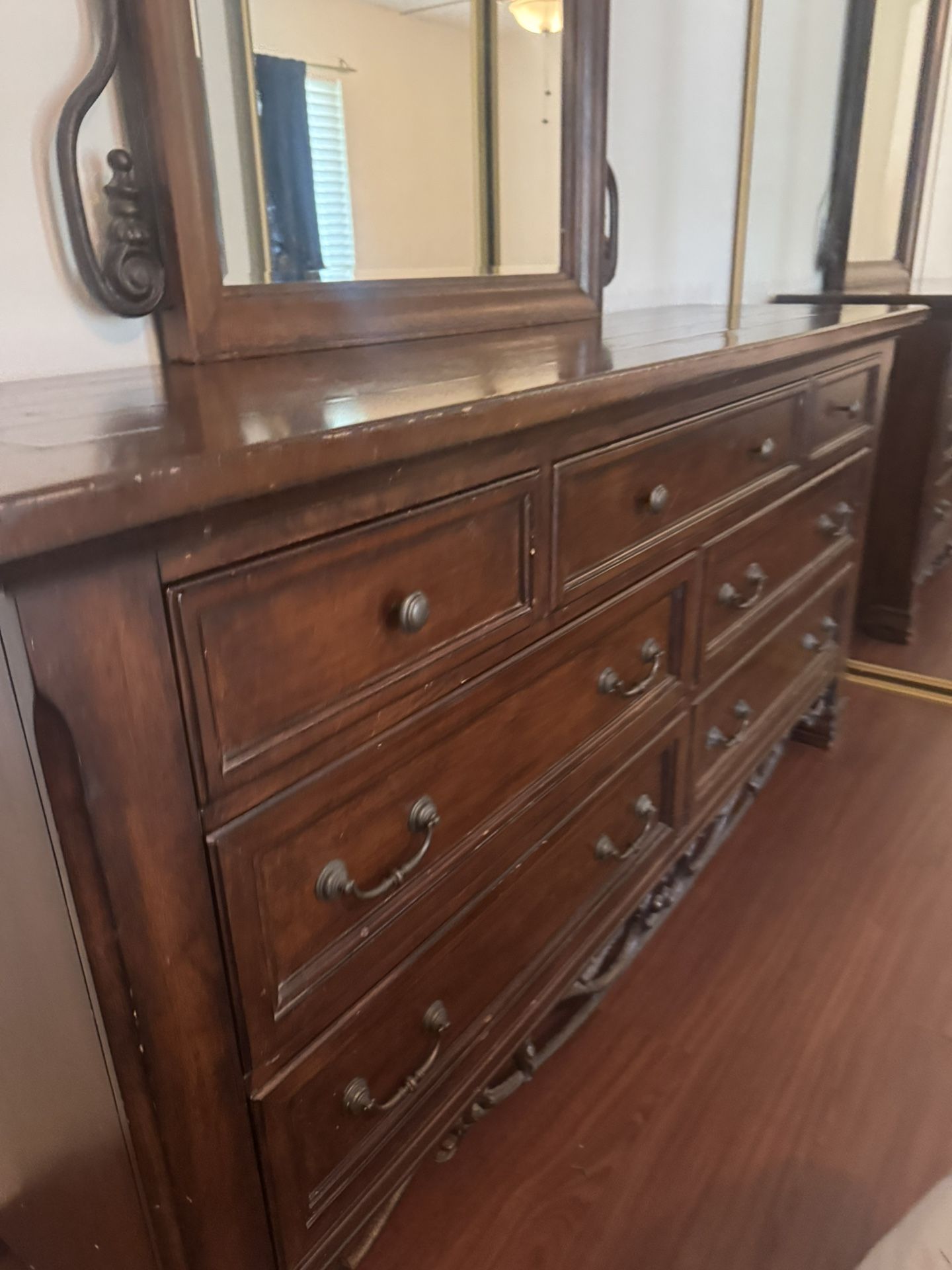 Real Solid Wood And Wrought Iron Dresser.