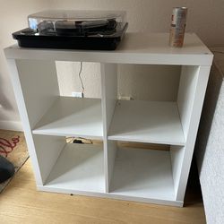 White Quad Bookshelf/Record Stand