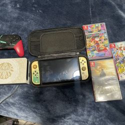 Nintendo Switch OLED Zelda Edition + 3 Games + Pro Controller