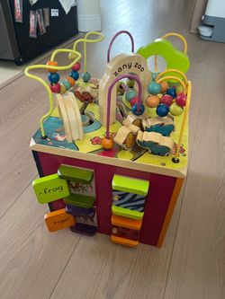 B. toys Zany Zoo Wooden Activity Cube Bead Maze, pick up in Temple city