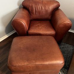 Genuine Leather Armchair + Ottoman – Great Condition | Dallas, TX
