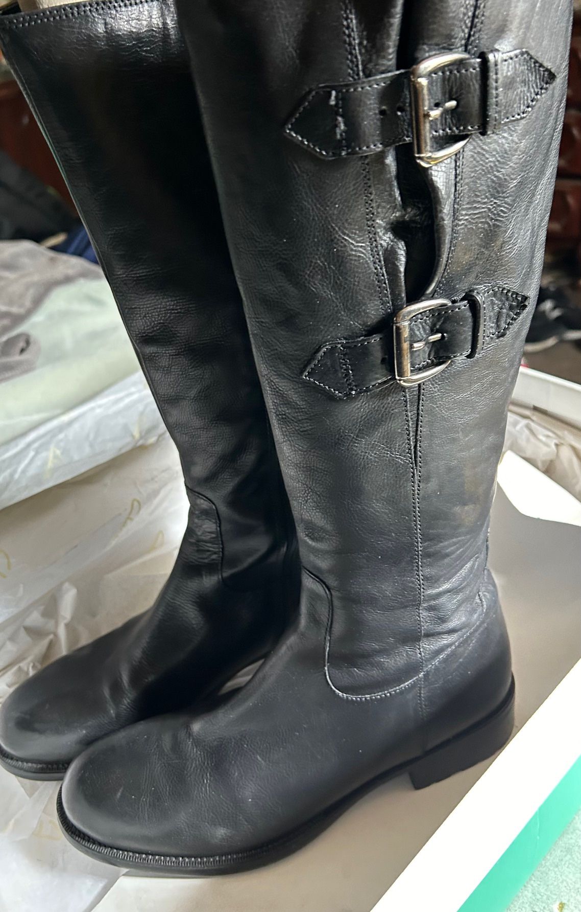 Clark’s Women’s Boot Mullin Spice 7.5 Black Leather Buckle Zip