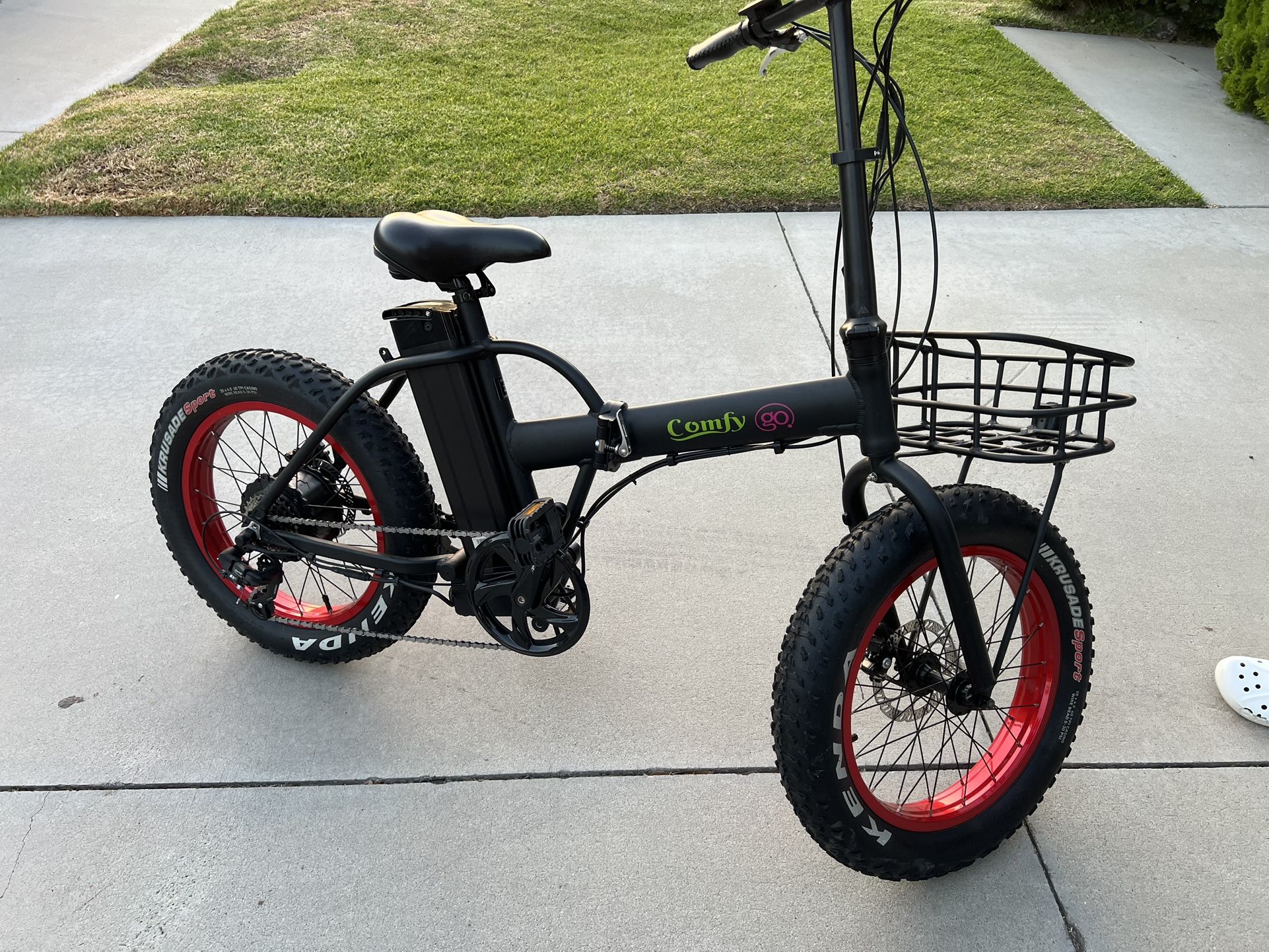 Comfy GO-FOLDING-Electric Bike 500W Motor & Removable 48V 10.4AH Li Battery, SHIMONO TRANSMISSION-BAFANG MOTOR-CLASS 2 BIKE-FAT TIRE