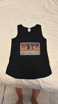 Best of 1980 cassette tape black tank top