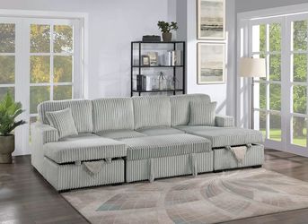 Brand New Super Plush Elegant Corduroy Sectional Set W Pullout
