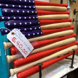 Baseball Bat Patriotic Art = US Flag