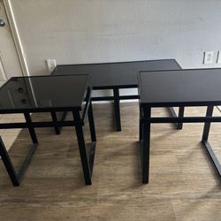 All Black 3 Piece( Glass)Table Set
