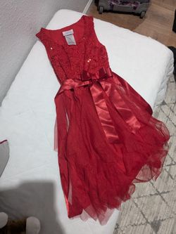 Girls Red Sparkle Christmas Dress- Size 10