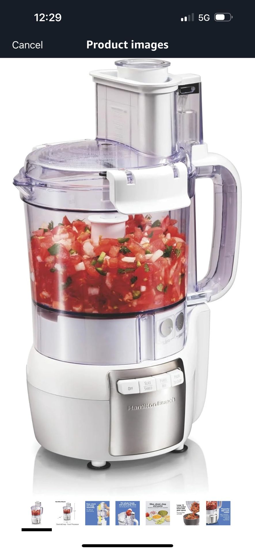 amilton-Beach, 12 Cup Capacity, 450 Watt Motor, Stainless Steel Blades, Dishwasher Safe Parts, White, 70729