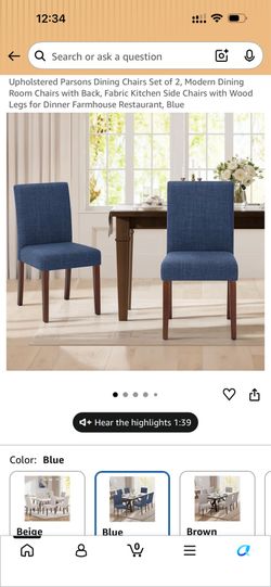 Upholstered Parsons Dining Chairs Set of 2, Modern