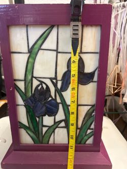 Unique Handmade Stained Glass Lamp – Purple Floral Design