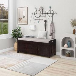 NEW Espresso 43.5 in. Bedroom Bench with 3-Doors