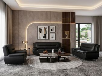 š Brand New Modern Black Leather Sofa & Loveseat Couch Set with Optional Chair - Living Room Furniture | Pickup & Delivery š