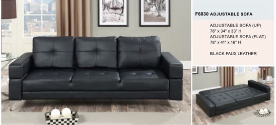 Black Adjustable Sofa with sleeper F6830