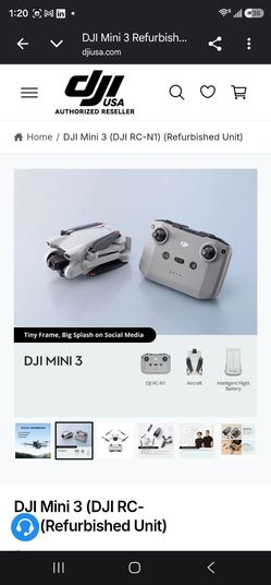 DJI Mini 3 (DJI RC-N1) (Refurbished Unit)
New in the box unopened