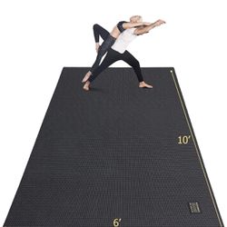 Extra Large Yoga Mat / GYM floor 10'x6'x7mm, Thick Workout Mats for Home Gym Flooring, Non-Slip Quick Resilient Barefoot Exercise Mat