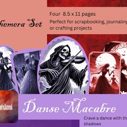 Digital Download: Junk Journal/Ephemera Pages For Halloween - Danse Macabre
