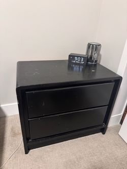 Black 2-Drawer Nightstand