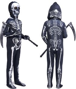 Kids size 7-9  Skeleton Halloween Costume with Scythe