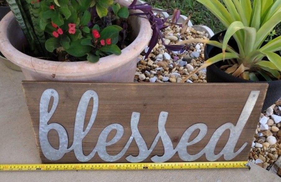 Sign Wood & Metal "BLESSED" 2 Ft