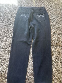BLACK JEANS W FLAME POCKETS, Size L