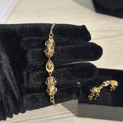 18K Gold PLATED Pixiu Ingot Bracelet