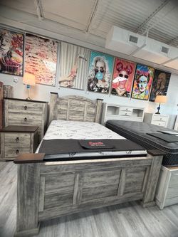 Rustic Gray Farm House Queen or King Bedroom Set